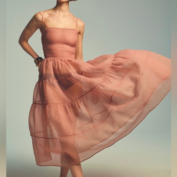 Anthropologie Dresses & Skirts - NWT Anthropologie oh seven days Lucille tiered sheer dress midi size xs organza